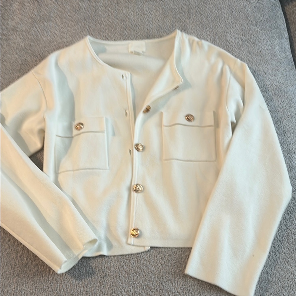 H&M Cream Blazer with Gold Buttons